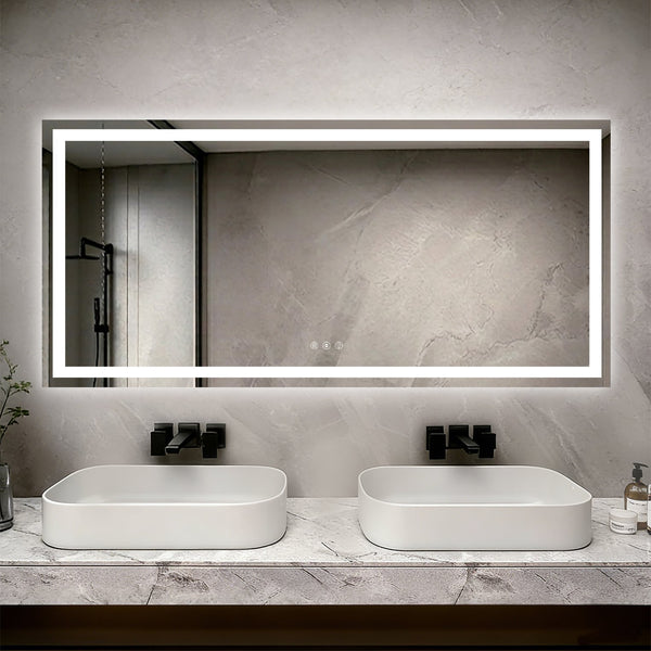 English Elm 77" Led Vanity Mirror with Dual Zone Lighting Anti-fog Dimmable Bathroom Wall Mount W1920P493147