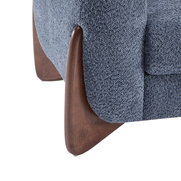 English Elm Christopher Knight Home® - 82Inches Oversized Navy Blue Boucle Sherpa Sofa - Plush Comfort, Modern Style & Walnut Legs N771P205090U_N771P205091U