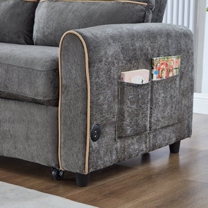 English Elm Swivel Barrel Accent Chair Chenille Tufted Round Club Seat for Living Room Lounge Grey N719S002330E