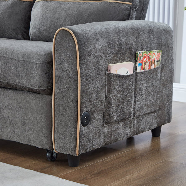 English Elm Swivel Barrel Accent Chair Chenille Tufted Round Club Seat for Living Room Lounge Grey N719S002330E