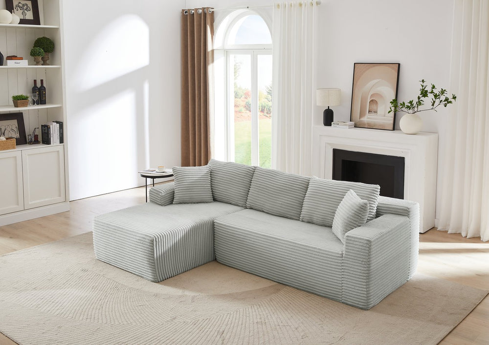 English Elm L-Shaped Cloud Sectional Sofa - Plush Deep Seat Modular Sleeper For Living Room & Apartment, Light Grey W2339P306765