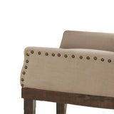 English Elm Beige and Salvage Brown Arm Chair With Nailhead Trim