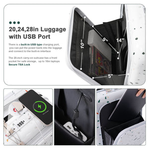 English Elm Luggage Hard Shell 3 Piece Set with Usb Port Spinner Wheels and Front Access Panel Ivory N726P197969W