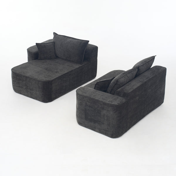 English Elm L Shaped Chenille Sectional with Deep Seats Modular Cloud Sofa for Living Room W3163S00104