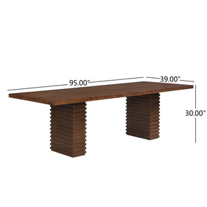 English Elm Christopher Knight Home® - 95Inches Walnut Dining Table - Modern Industrial Design For 6-10 Guests, Durable Wood Construction N771P346933T_N771P346934T