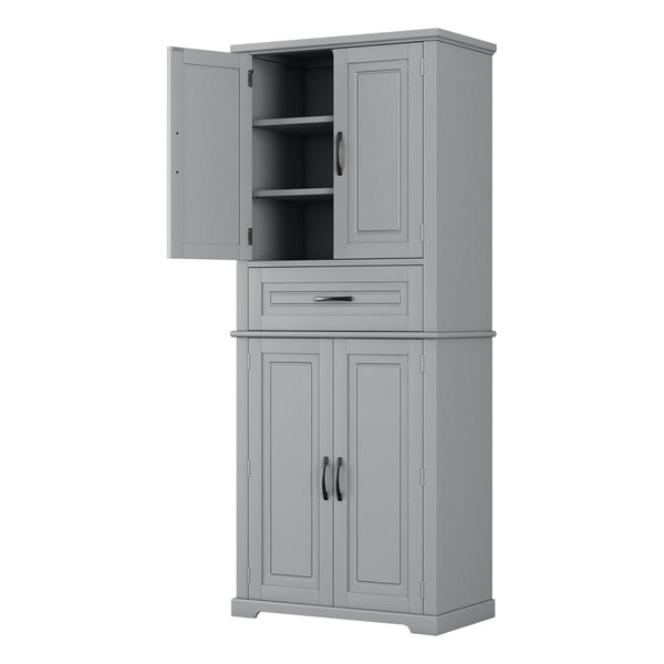 English Elm Christopher Knight Home® - Bathroom Storage Cabinet with Doors Drawer and Adjustable Shelves — MDF Build, Anti-Tip Safety, Modern Appeal Grey N759P241667E