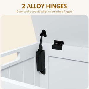 English Elm HOMCOM 29.9" Storage Chest Bench with Safety Hinges, 264lb Seat Capacity, White MDF Organizer W2225P173959