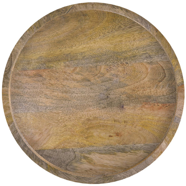 English Elm Dayton Handcrafted Wooden Accent Table with Sculptural Textured Finish — Multipurpose End or Side Table Light Brown B136P158437