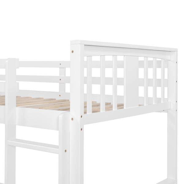 English Elm Twin Over Kids Bunk Bed with Slide Ladder Pine Frame White Finish LT000108AAK-1