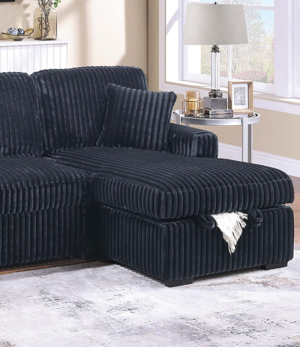 English Elm Modern Corduroy Sectional Sleeper Sofa with Storage Chaise Usb Port and Drop Table B011S02174