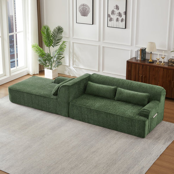 English Elm Chenille L-Shape Oversized Sofa - Plush, No Assembly Minimalist Couch For Living Rooms & Apartments W2339S00068
