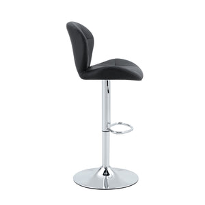 English Elm Set of 2 Adjustable Tufted Pu Barstools with Chrome Base for Kitchen or Pub W3875P382613