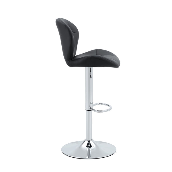 English Elm Set of 2 Adjustable Tufted Pu Barstools with Chrome Base for Kitchen or Pub W3875P382613