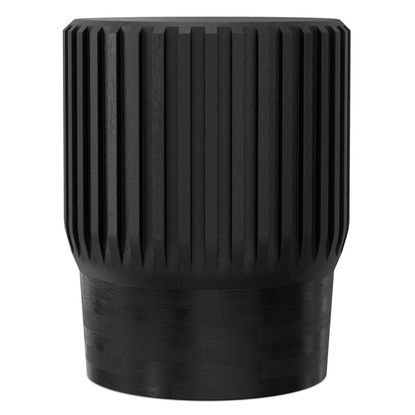 English Elm Lyall Fluted Mango Wood Round Side Table Black Stained Accent for Modern Interiors B136P419857