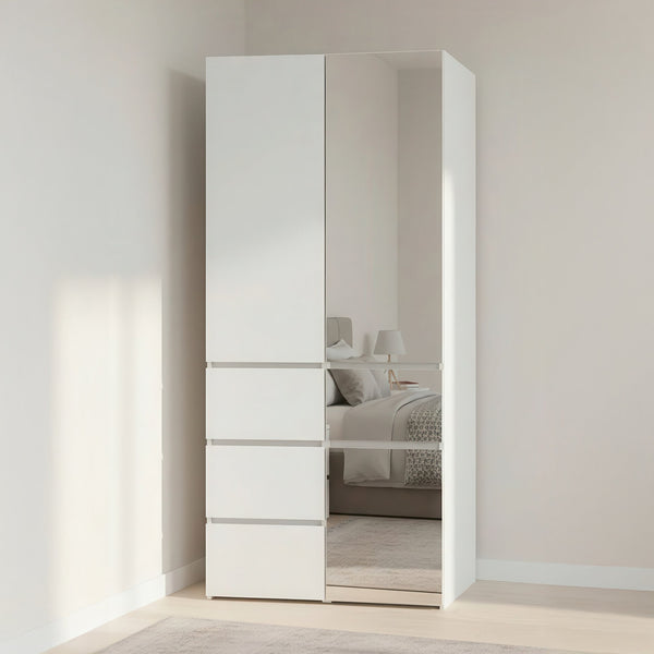 English Elm Elise Modular Wood Closet System with Mirror — White Melamine Durable Design, Ample Storage, Easy Assembly B040S00120