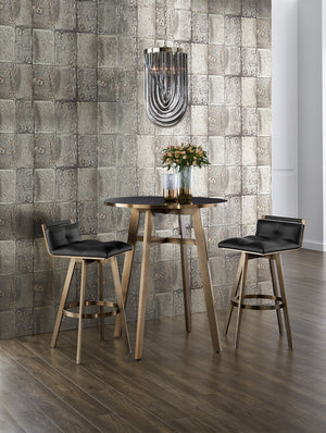 Sunpan Bronx Bar Table - Stylish Art Deco Design with Antique Brass Frame & Black Tempered Glass Top!