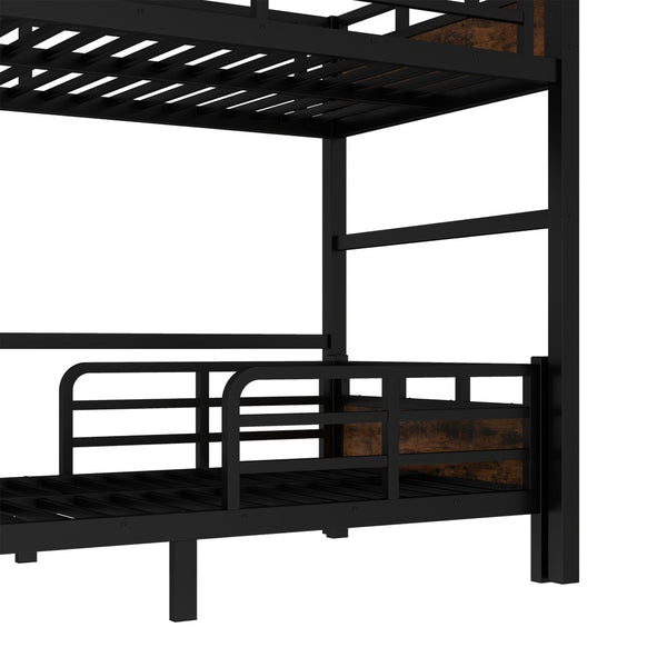 English Elm Twin Xl Metal Bunk Bed – Versatile Loft & Platform Bed With Vintage Wood Accents, Sturdy Safety Features W1580S00224-GIGA