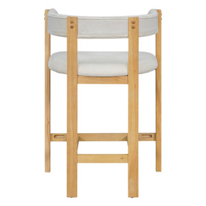 English Elm Christopher Knight Home® - COUNTER Mid-Century Modern 2-Piece Upholstered Barrel Back Stools with Rubberwood Frame and Foam Padding Beige+Natural N771P243848N