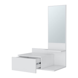 English Elm Elgin modern floating vanity with drawer and mirror, wall-mounted storage solution for small spaces White 31.5 L x 18.1 W x 5.9 H B128P237187