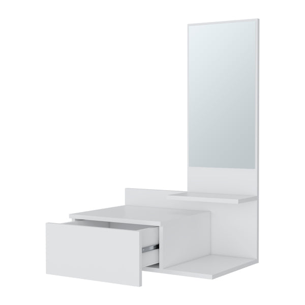 English Elm Elgin modern floating vanity with drawer and mirror, wall-mounted storage solution for small spaces White 31.5 L x 18.1 W x 5.9 H B128P237187
