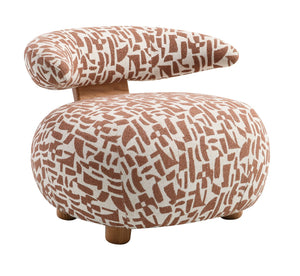 English Elm Lynn Brown Pattern Fabric Accent Chair with Wooden Frame, Tight Cushion, 220lb Capacity, 26" Seat B2726P406786