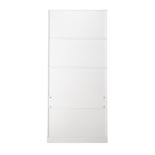 English Elm 72" Fluted Kitchen Pantry Cabinet with Anti-Tilt Stabilizers, Triple-Fold Hinges, Spice Door Racks and Deep Storage White W2917P294978