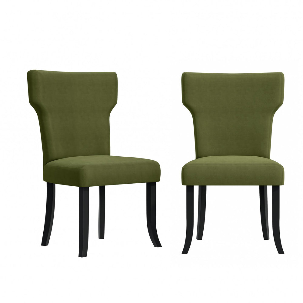 English Elm Sarita Boucle Dining Chairs Button Tufted Notched Back Espresso Legs Set of 2 B127P495083