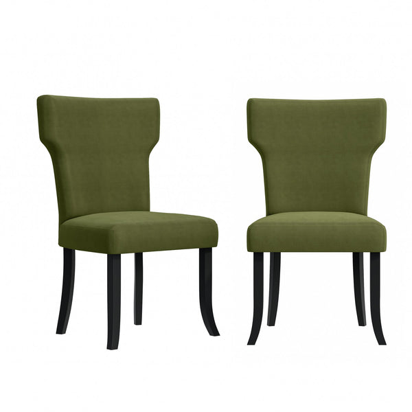 English Elm Sarita Boucle Dining Chairs Button Tufted Notched Back Espresso Legs Set of 2 B127P495083