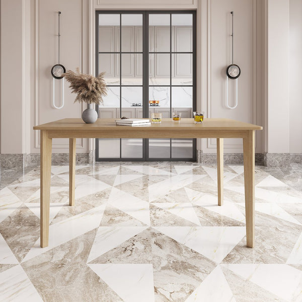 English Elm Original Solid Wood Dining Table and Chairs Set 5-Piece – Sturdy 275lb Capacity, Modern Rustic Design Natural Wood W395P316334