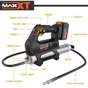 English Elm Heavy Duty Cordless Grease Gun 20v with 6 Speed Modes Led Light and 40 Inch Hose T3177P305047
