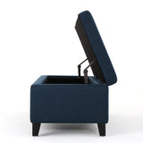 Hearth and Haven Xenon Fabric Upholstered Storage Bench with Birch Wood Legs, Navy Blue 73766.00FNBLU