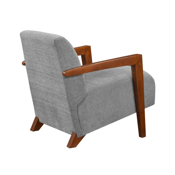 English Elm Ultra-Modern Mid-Century Chenille Armchair with Chestnut Solid Wood Frame, Dacron Foam Comfort, Stylish Seating for Living Room Gray 30.25 L x 28.75 W x 17.25 H B011P308550