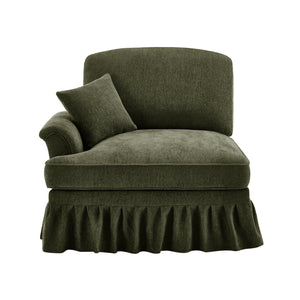English Elm Sofa Chenille Sectional with Detachable Skirt Sculptural Curves Mid-century Living Room W3041P332635