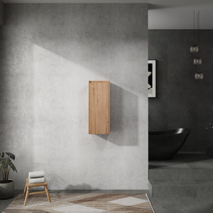 English Elm 12" Wall-Mounted Bathroom Side Cabinet with Soft-Close Hinges, Hidden Handle, Water-Resistant Finish W999P196498