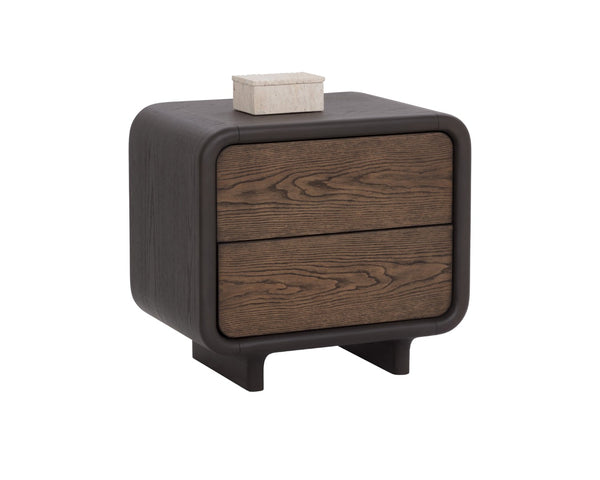 Sunpan KOA Nightstand - Stylish Two-Tone Storage Solution with Oak Drawers & Charcoal Frame for Any Décor 112330