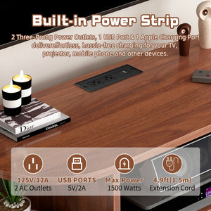 English Elm Large Mid Century Walnut Turntable Stand with Vinyl Storage and Built in Usb Charging W2641P442531