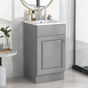 English Elm [video] Compact Sage Green Bathroom Vanity with Ceramic Sink Soft Close Cabinet Grey N759P237932E