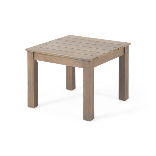 English Elm Christopher Knight Home® - TEMECULA Side Table Crafted from Durable Acacia Wood with Classic Slat Top, Stylish Outdoor Accent Piece Grey 66469.00GRY