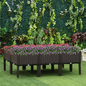 English Elm Outsunny 6-Piece Elevated Garden Bed Kit - Self-Watering Planters For Easy Outdoor Gardening Fun! W2225P174397-GIGA