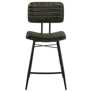 English Elm Senko Leather Channel Tufted Counter Stools with Iron Frame for Bar or Kitchen Set of 2 Antique Espresso B062P447997