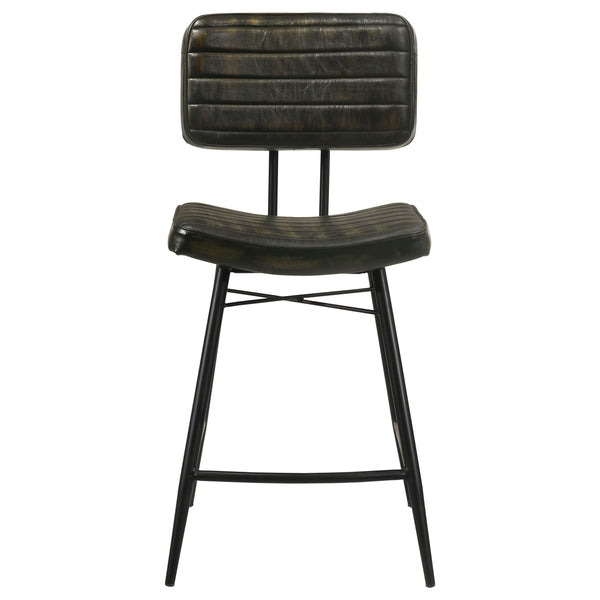 English Elm Senko Leather Channel Tufted Counter Stools with Iron Frame for Bar or Kitchen Set of 2 Antique Espresso B062P447997