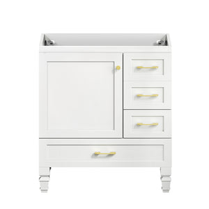 English Elm 30"black Matte Finish Bathroom Vanity with Soft Close Cabinet and Three Storage Drawers White W3133S00017