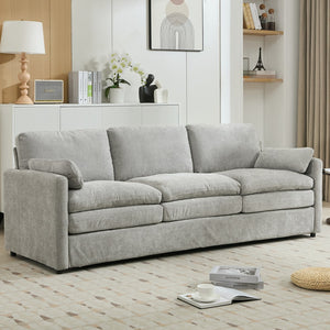 English Elm 101.2" Modular Chenille Sectional Sofa with Tufted Cushions and Deep Seating for Living Room Light Grey N719S001922R