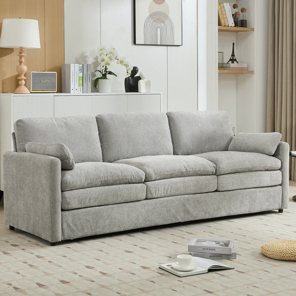 English Elm 101.2" Modular Chenille Sectional Sofa with Tufted Cushions and Deep Seating for Living Room Light Grey N719S001922R