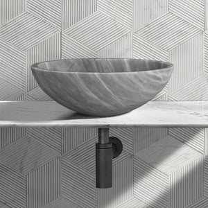 English Elm Carrara Gray Marble Vessel Sink – Semi-Polished Natural Stone Elegance For Luxurious Bathrooms W1696P333278