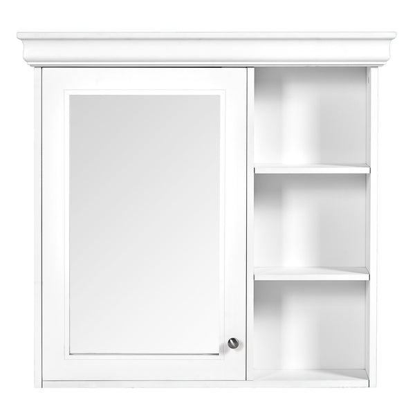 English Elm 30'' Wall-Mounted Medicine Cabinet with Mirror and Adjustable Shelves, Modern MDF Storage Organizer White N710P209425K