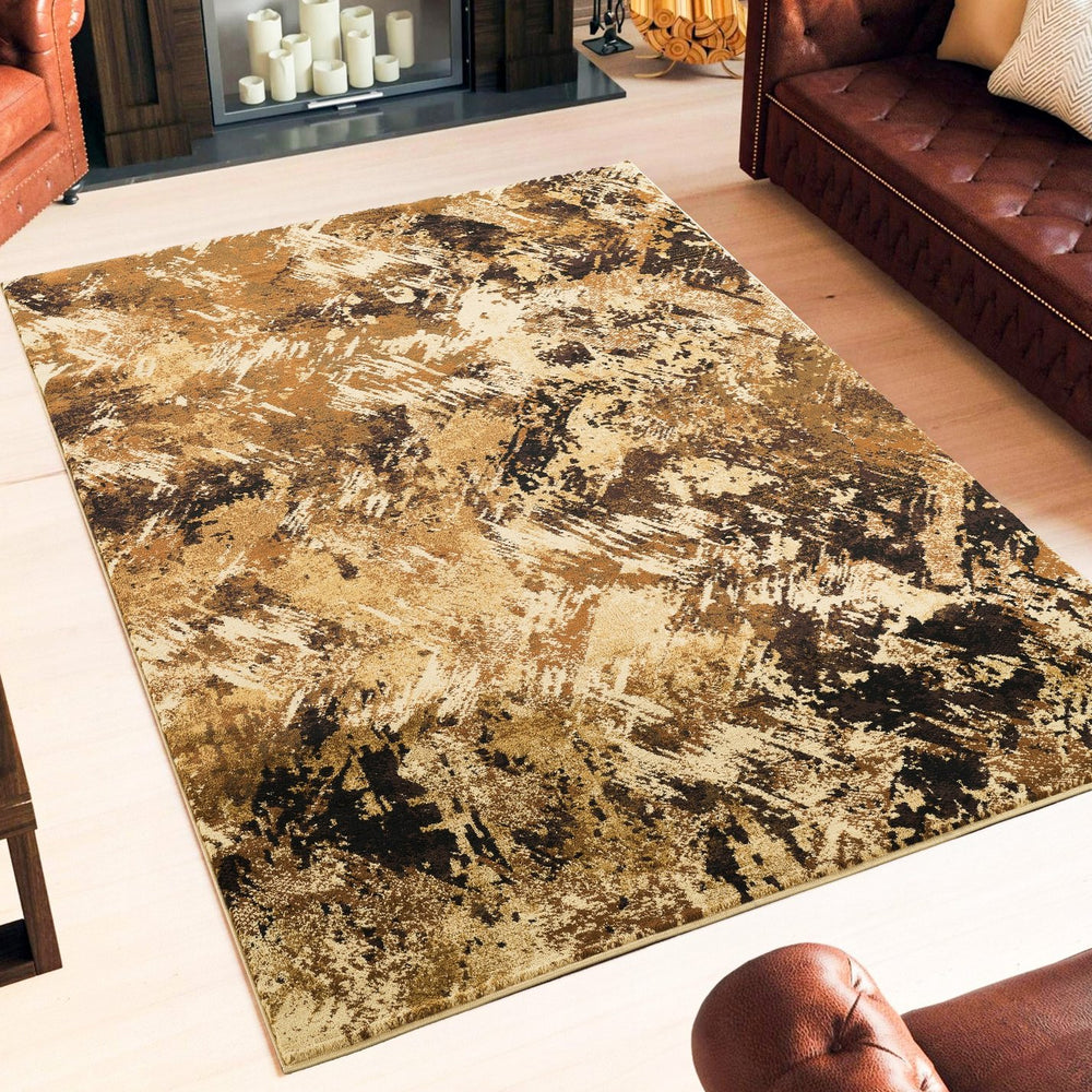 English Elm Joy Abstract Camouflage Area Rug Earthy Tones Low Pile Living Room Floor Accent B186P452315