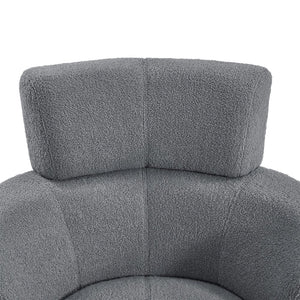 English Elm 360° Swivel Chair - Cozy Berber Fleece Barrel Accent Chair With Adjustable Headrest For Any Space N719P272676E