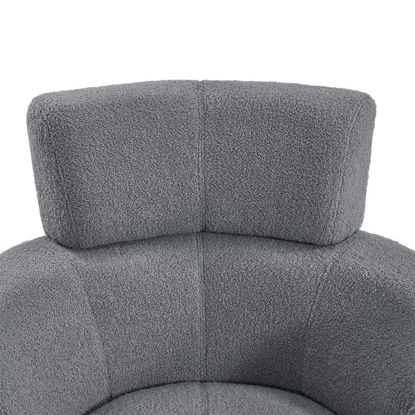 English Elm 360° Swivel Chair - Cozy Berber Fleece Barrel Accent Chair With Adjustable Headrest For Any Space N719P272676E