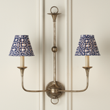 Block Print Navy Multi Pleated Chandelier Shade